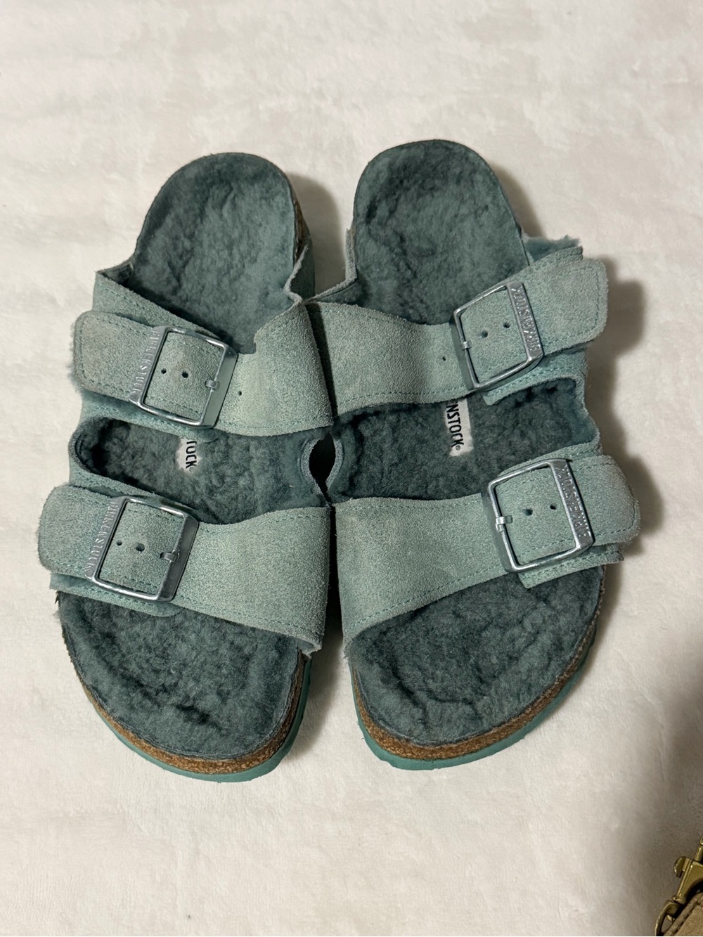 Birkenstock Arizona Shearling Suede Leather Double-Strap Sandals